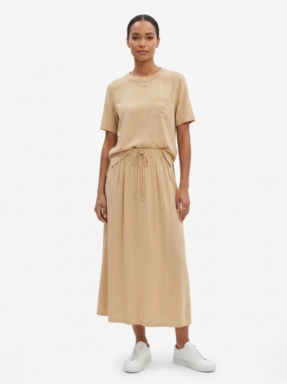 Vintage Carole Little 2-Piece Rayon Set | Minimalist Boho Camel Tan Sz 2 / 4 P - Picture 15 of 15